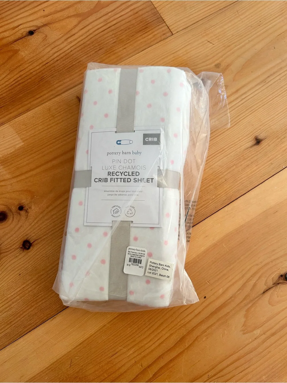 Pottery Barn Kids Pink Polka Dot Crib Sheet Recycled Polyester Brand New